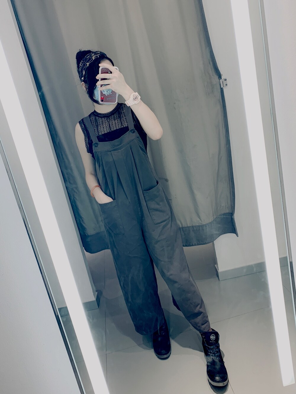 「ootd、休閒、164以上に見られる女」｜「GUのアイテム（チューブトップ、ブラック系）」を使った、Regina 💜さん（レディース・164cm）の秋コーディネートの1枚目の写真