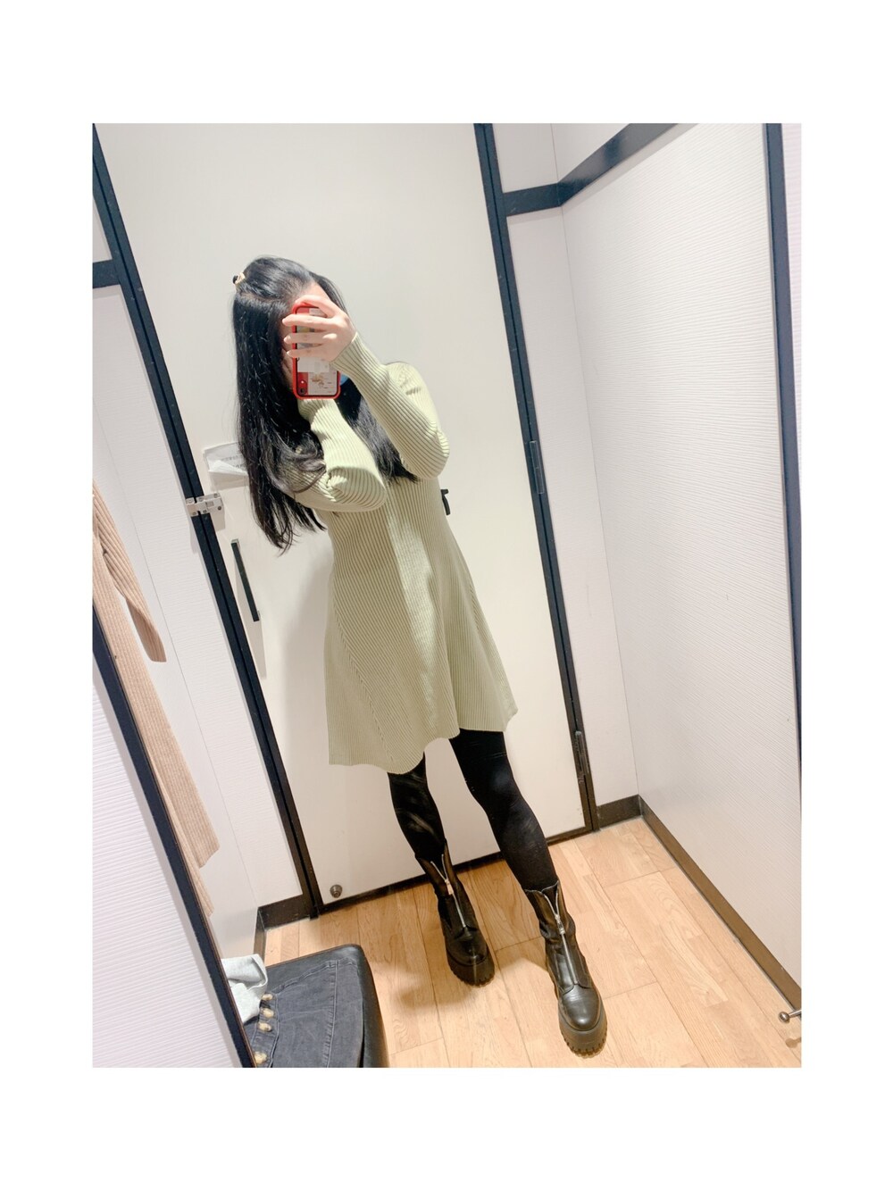 「ootd、街頭穿搭、日系極簡、164以上に見られる女」｜「topfeelingのアイテム（ワンピース、グリーン系）」を使った、Regina 💜さん（レディース・164cm）の春コーディネートの1枚目の写真