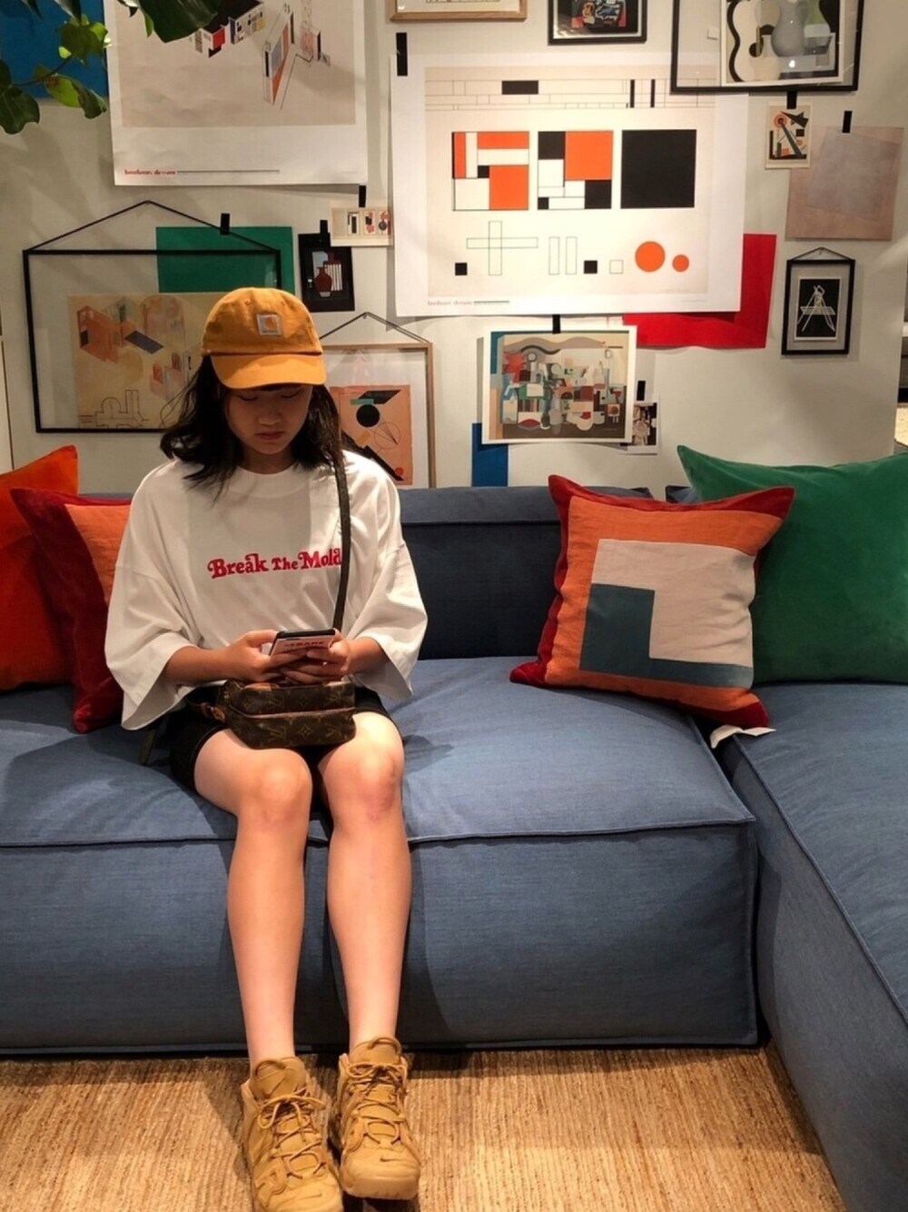 「ユニクロ、ミニスカート、モアテン、キャップ、高校生」｜「Carharttの[Carhartt カーハート] ODESSA CAP（キャップ、ブラウン系）」を使った、megtoranatugさん（キッズ・155cm）の夏コーディネートの1枚目の写真