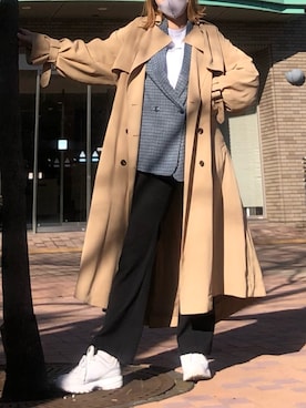 「GAP（ギャップ）のアイテム（テーラードジャケット）」を使った、emayaさん（レディース・161cm）の冬コーディネート