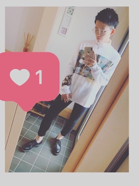「ZARA（ザラ）のアイテム（トップス、ホワイト系）」を使った、iwasaki85さん（メンズ）の冬コーディネート