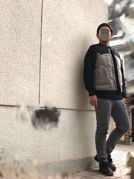 「ノーカラー」｜「アイテム（ニットキャップ/ビーニー）」を使った、yasuyasu2424さん（メンズ・170cm）の冬コーディネート
