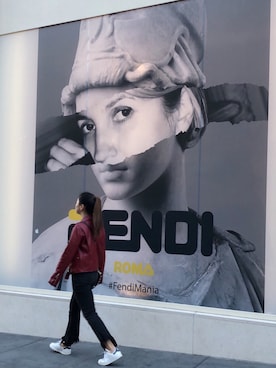 「アイテム（ライダースジャケット、レッド系）」を使った、Jiang Wentingさん（レディース・157cm）の夏コーディネート