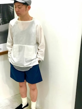 「ショッピング」｜「アイテム（スリッポン）」を使った、SOHGU.old＆newstoreさん（メンズ・170cm）の夏コーディネート