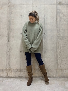 「Moname（モナーム）のアイテム（パンツ）」を使った、ANNAさん（レディース・156cm）の冬コーディネート