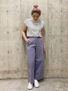 「Moname（モナーム）のアイテム（パンツ）」を使った、ANNAさん（レディース・156cm）の夏コーディネート
