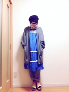 「ご近所コーデ」｜「アイテム（ハンチング/ベレー帽）」を使った、wakaba@さん（レディース・163cm）の春コーディネート