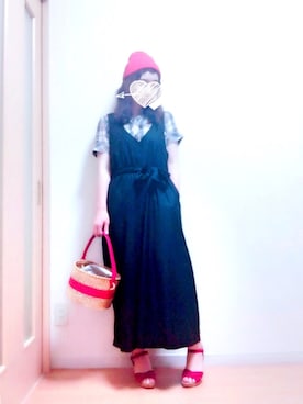 「chambre de charme（シャンブルドゥシャーム）のアイテム（サロペット/オーバーオール）」を使った、wakaba@さん（レディース・163cm）の夏コーディネート