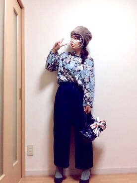 「花柄トップス」｜「アイテム（チュニック）」を使った、wakaba@さん（レディース・163cm）の秋コーディネート