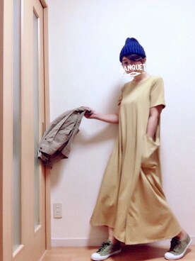 「ニットキャップ」｜「アイテム（ノーカラージャケット）」を使った、wakaba@さん（レディース・163cm）の秋コーディネート