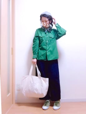 「緑」｜「アイテム（財布/小物）」を使った、wakaba@さん（レディース・163cm）の冬コーディネート