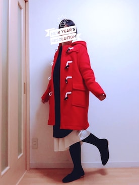 「アイテム（ダッフルコート、レッド系）」を使った、wakaba@さん（レディース・163cm）の冬コーディネート