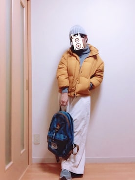 「マスタード」｜「アイテム（ダウンジャケット/コート）」を使った、wakaba@さん（レディース・163cm）の春コーディネート