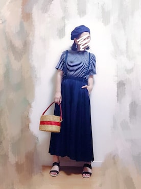 「RAGEBLUE（レイジブルー）のアイテム（ハンチング/ベレー帽）」を使った、wakaba@さん（レディース・163cm）の夏コーディネート