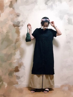 「古着好きな人と繋がりたい」｜「アイテム（シャツワンピース）」を使った、wakaba@さん（レディース・163cm）の夏コーディネート