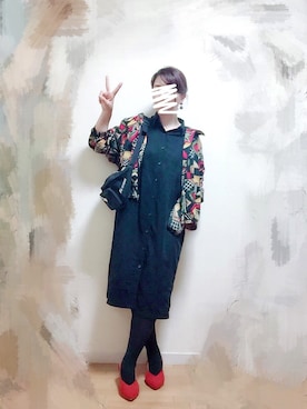 「古着女子」｜「アイテム（シャツワンピース）」を使った、wakaba@さん（レディース・163cm）の秋コーディネート