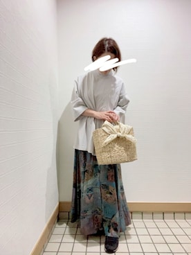 「chambre de charme（シャンブルドゥシャーム）のアイテム（かごバッグ）」を使った、wakaba@さん（レディース・163cm）の春コーディネート