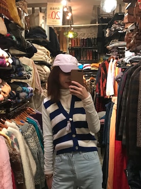「Abercrombie&Fitch（アバークロンビーアンドフィッチ）のアイテム（帽子）」を使った、肉糜肉糜さん（レディース・164cm）の春コーディネート
