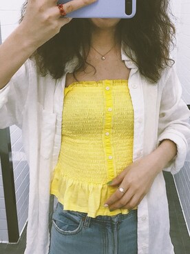 「Abercrombie&Fitch（アバークロンビーアンドフィッチ）のアイテム（キャミソール）」を使った、肉糜肉糜さん（レディース・164cm）の春コーディネート