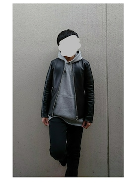 「フォロバ」｜「アイテム（ライダースジャケット）」を使った、ちゅーたさん（メンズ・173cm）の冬コーディネート