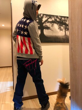 「TOMMY（トミー）のアイテム（パンツ）」を使った、バーシーさん（メンズ・168cm）の冬コーディネート
