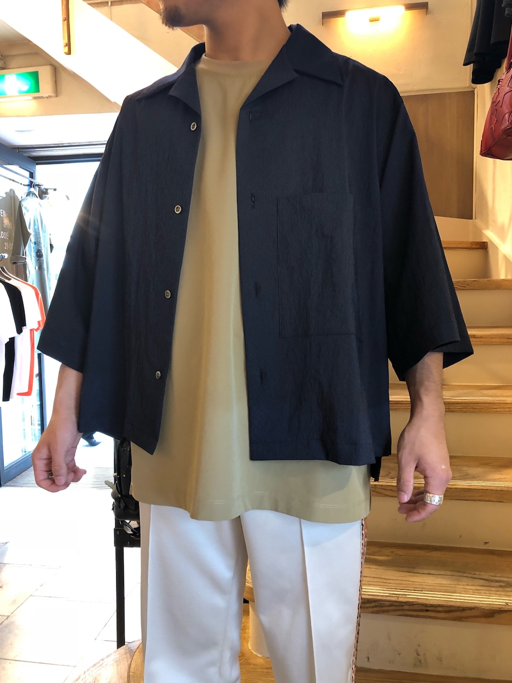 「シンプル、お洒落さんとつながりたい、オーバーシャツ、オーバーサイズ、レイヤードスタイル、オープンカラーシャツ、2019夏SALE」｜「LUSORのアイテム（シャツ/ブラウス、その他）」を使った、TAIGAさん（メンズ・168cm）の夏コーディネートの1枚目の写真