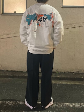 「A4A（エーフォーエー）のアイテム（スウェット）」を使った、TAIGAさん（メンズ・168cm）の冬コーディネート