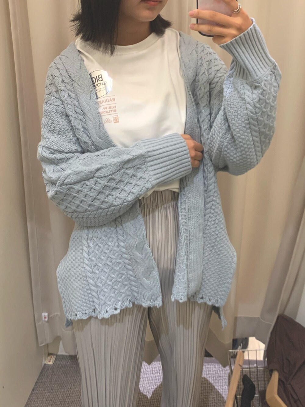 「秋のコーデ、ラブアンドピース2020、カジュアル」｜「Right-onのアイテム（その他アウター、ブルー系）」を使った、🦖さん（レディース・156cm）の秋コーディネートの1枚目の写真