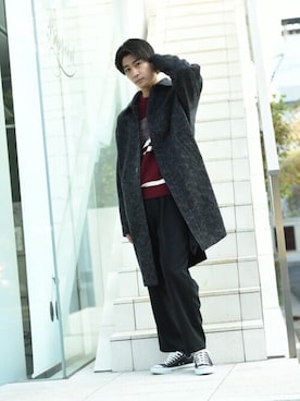 「NAVY（ネイビー）のアイテム」を使った、マックハウスZOZOスタイリスト メンズさん（メンズ・178cm）の冬コーディネート