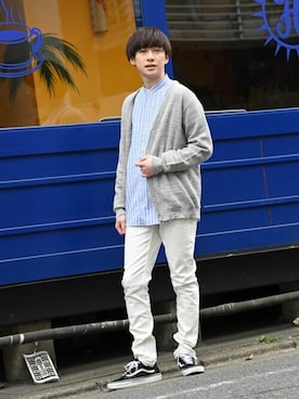 「NAVY（ネイビー）のアイテム」を使った、マックハウスZOZOスタイリスト メンズさん（メンズ・172cm）の春コーディネート