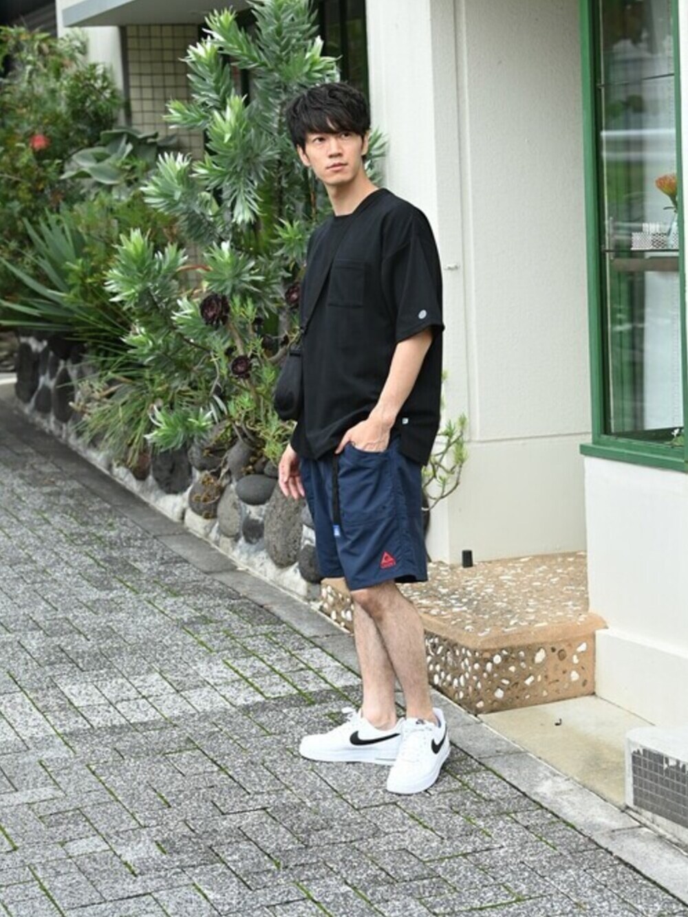 「カジュアル、ショートパンツ、メンズ、ＵＶカット、GERRY、マックハウス、Machouse」｜「GERRYのUVカット機能付き クライミングショーツ（その他パンツ、ブルー系）」を使った、マックハウスZOZOスタイリスト メンズさん（メンズ・178cm）の夏コーディネートの1枚目の写真