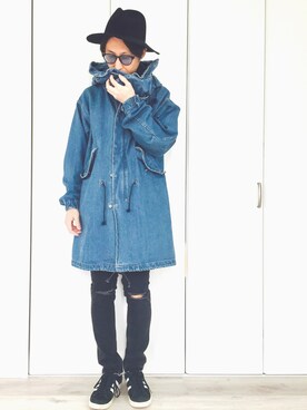 「UNUSED（アンユーズド）のアイテム（モッズコート）」を使った、TAKAさん（メンズ・175cm）の冬コーディネート