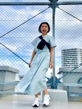 「たすき掛け」｜「アイテム（シャツワンピース）」を使った、ma---riさん（レディース・151cm）の夏コーディネート