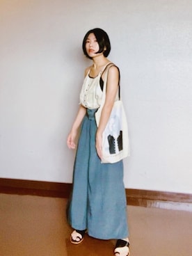 「柄×柄」｜「アイテム（その他）」を使った、ma---riさん（レディース・151cm）の秋コーディネート