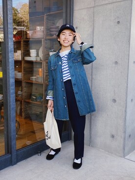 「春めきシューズ」｜「アイテム（デニムジャケット）」を使った、ma---riさん（レディース・151cm）の春コーディネート