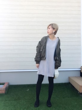 「TODAYFUL（トゥデイフル）のアイテム（MA-1）」を使った、n...さん（レディース・152cm）の冬コーディネート