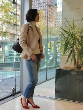 「スエードシューズ」｜「アイテム（パンプス）」を使った、Tomoko.Kさん（レディース・163cm）の冬コーディネート