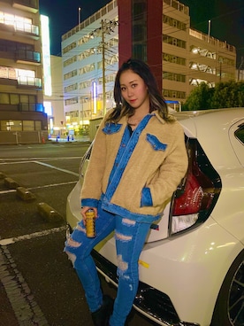 「H&M（エイチ・アンド・エム）のアイテム（デニムパンツ、ブルー系）」を使った、kozuecさん（レディース・160cm）の春コーディネート