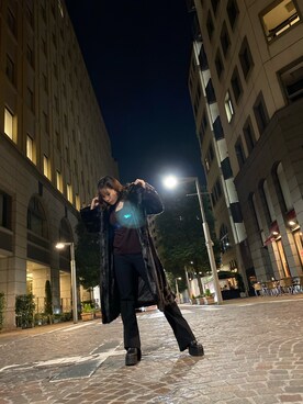 「H&M（エイチ・アンド・エム）のアイテム（ダウンジャケット/コート、ブラック系）」を使った、kozuecさん（レディース・160cm）の春コーディネート