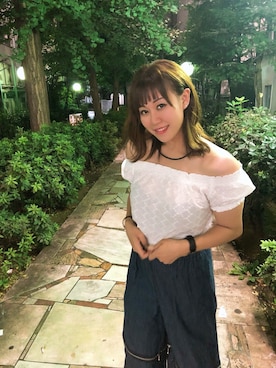 「H&M（エイチ・アンド・エム）のアイテム（トップス、ホワイト系）」を使った、kozuecさん（レディース・160cm）の春コーディネート