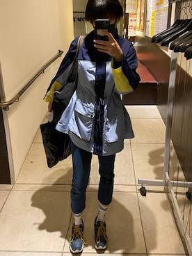 「H&M（エイチ・アンド・エム）のアイテム（トップス、ブルー系）」を使った、kozuecさん（レディース・160cm）の春コーディネート