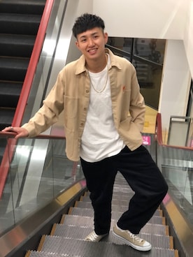 「UNIVERSAL OVERALL（ユニバーサルオーバーオール）のアイテム（ブルゾン）」を使った、𝐊さん（メンズ・180cm）の秋コーディネート