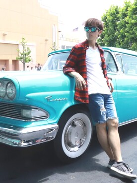 「AAA（トリプルエー）のアイテム（トップス）」を使った、Teddy さん（メンズ・173cm）の夏コーディネート