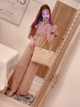 「eimy istoire（エイミーイストワール）のアイテム（オールインワン・サロペット）」を使った、りぼんさん（レディース・164cm）の春コーディネート