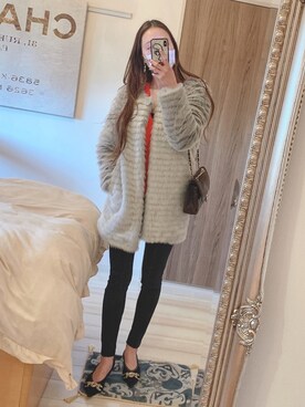 「rienda（リエンダ）のアイテム（その他アウター）」を使った、りぼんさん（レディース・164cm）の冬コーディネート