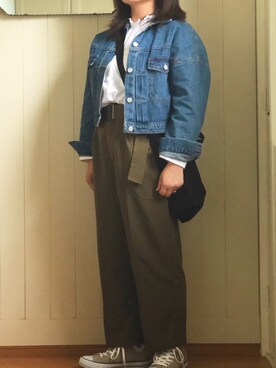 「GRL（グレイル）のアイテム（デニムジャケット）」を使った、くみさん（レディース・155cm）の春コーディネート