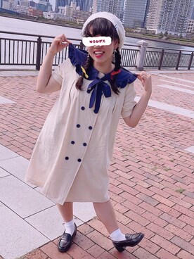 「マリン」｜「アイテム（ハンチング/ベレー帽）」を使った、陽向ゆうかさん（レディース・156cm）の春コーディネート