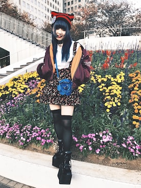 「HELL CAT PUNKS（ヘルキャットパンクス）のアイテム（アクセサリー）」を使った、六禄ろく（死体）さん（レディース・160cm）の夏コーディネート