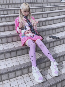 「原宿」｜「アイテム（サンダル）」を使った、六禄ろく（死体）さん（レディース・160cm）の夏コーディネート