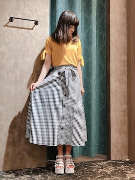 「HVC」｜「アイテム（スカート）」を使った、HVCあべの店さん（レディース・163cm）の夏コーディネート